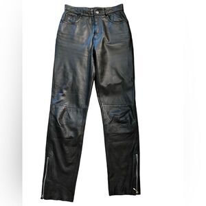 High Waisted Black Vintage 90’s Wilson’s Black Leather Zipper Pants Sz 4 Y2K